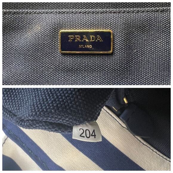 Prada Canapa Striped Tote Bag - Picture 9 of 11